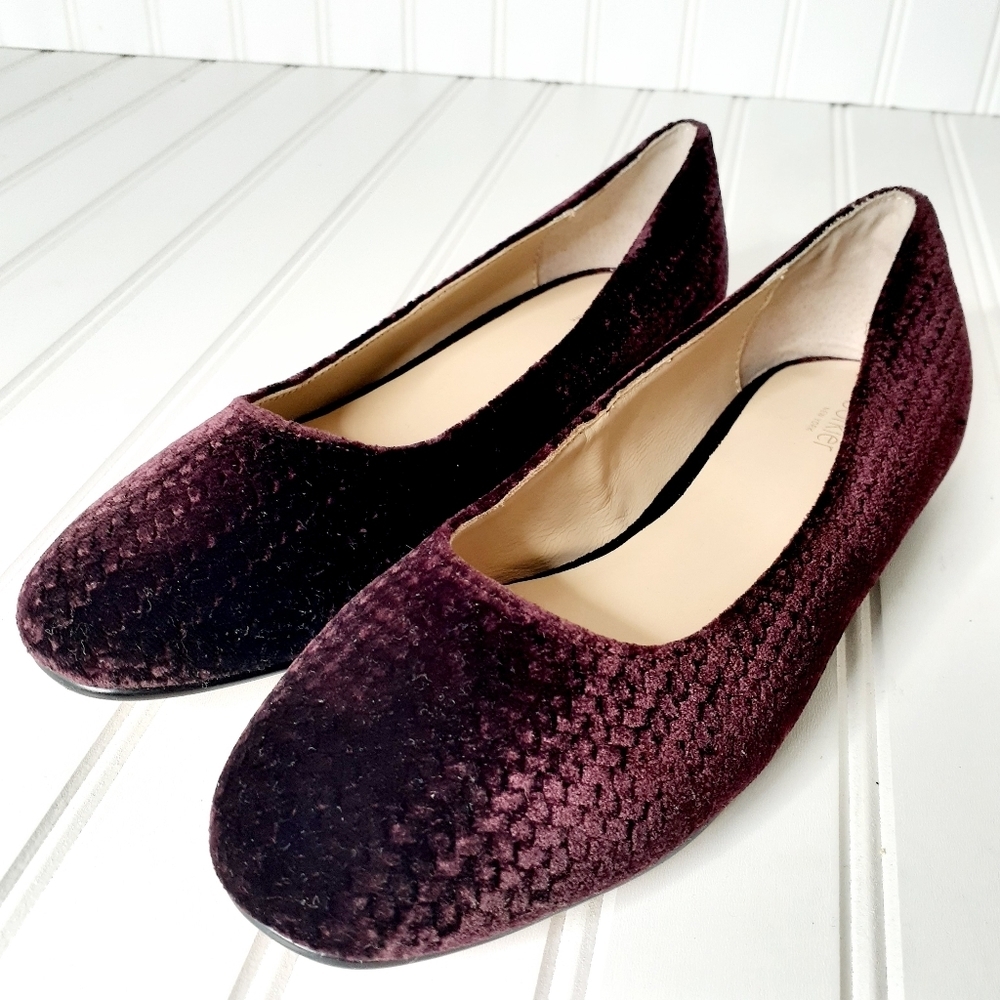 NEW Botkier Camilla Wine Velvet Leather Flat H136